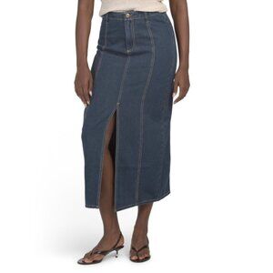 VELVET HEART Night Nikkie Long Denim Skirt With Front Slit